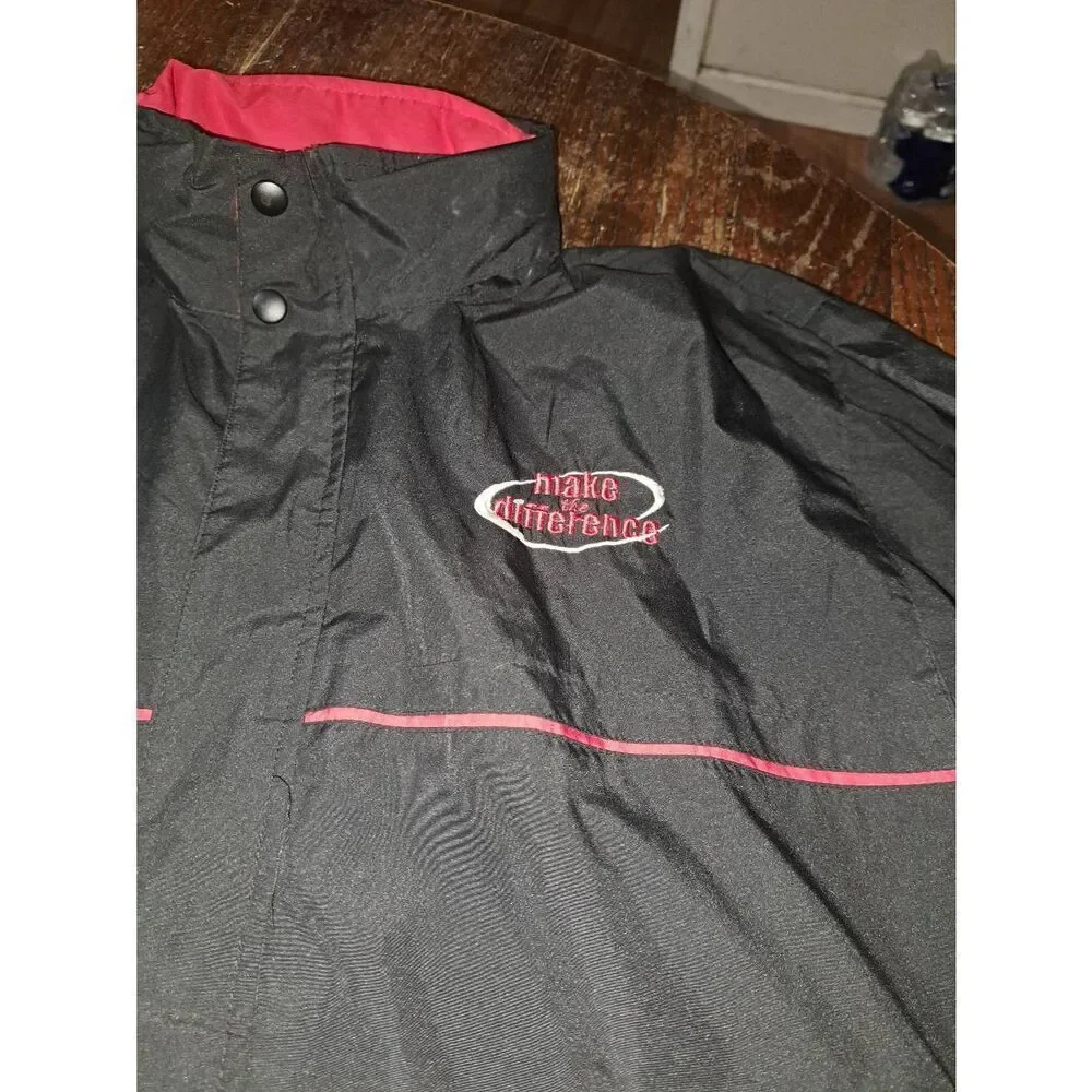 Large Dunbrooke Make the Difference Red Black Packable Full Zip Hooded Jacket